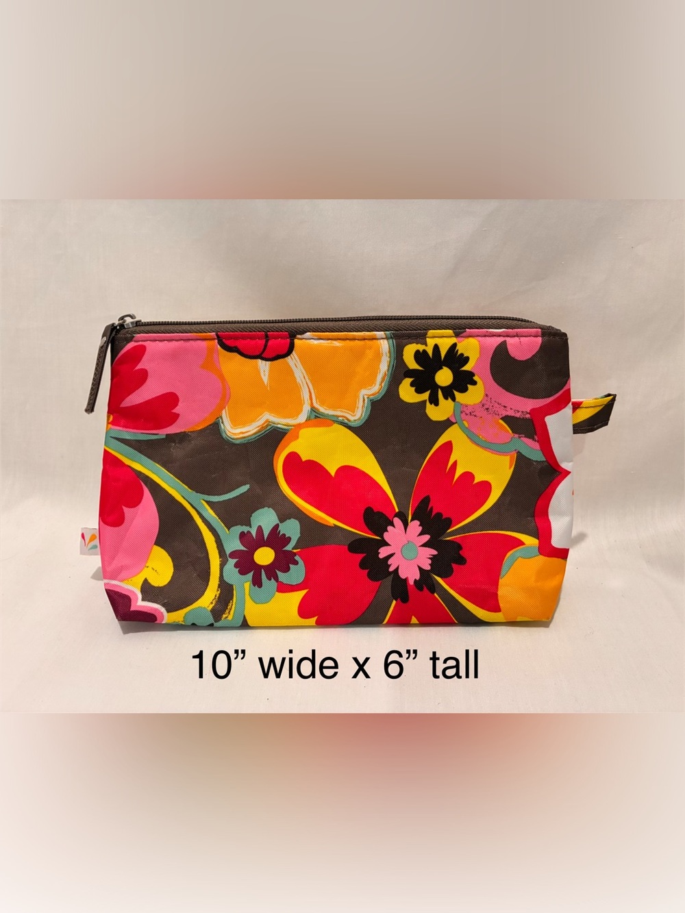 Floral Cosmetic Bag 10” x 6” Makeup Travel